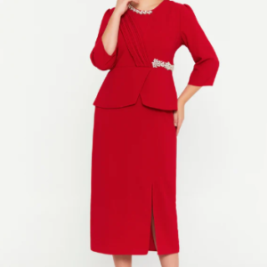 Mid-Length Midi Polyester Column Plus Size Evening Dress